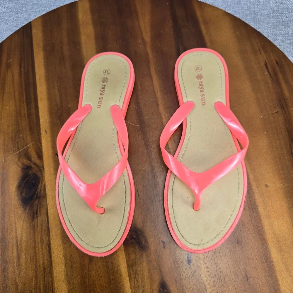 Raya‎ Sun Coral Pink Flip Flops Sandals Beach Pool Summer Size 10